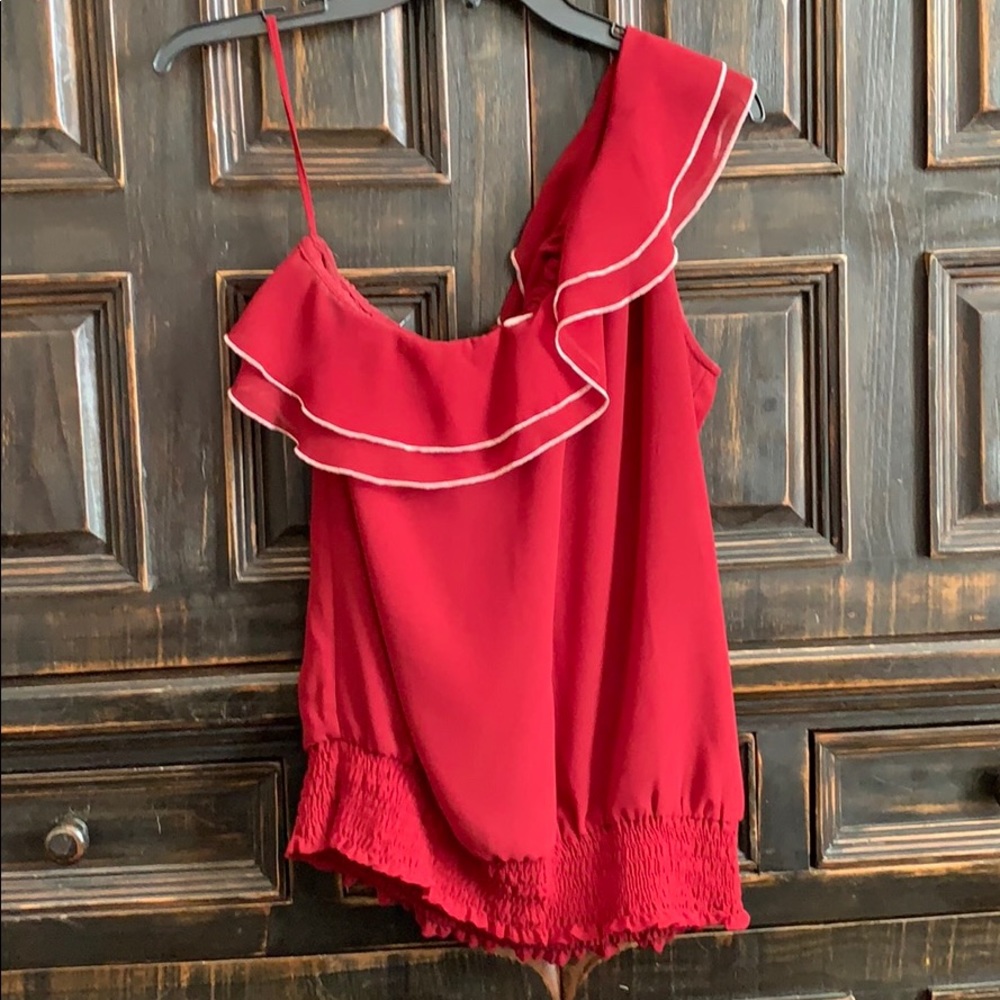 Dark red one shoulder top